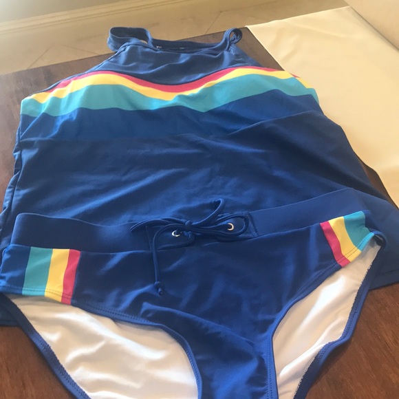 Other - Two piece bathing suit navy blue with stripes